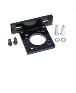 Universal steering valve mounting bracket with bolts.